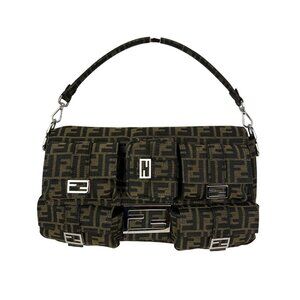 Fendi Zucca FF Multipocket Baguette 1974 Maxi Shoulder Bag